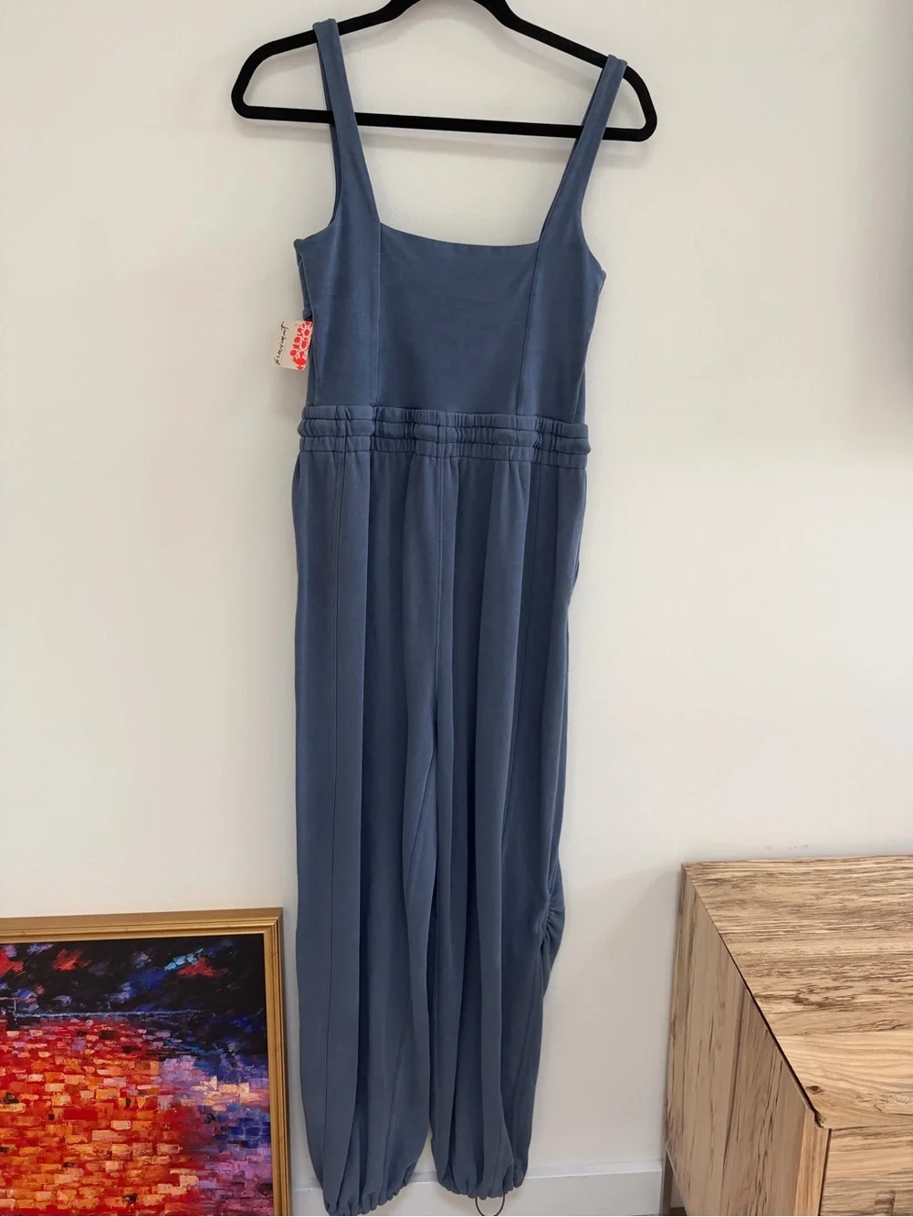 Free People Inbound Onsie Misty Blue Sleeveless Drawstring Jumpsuit - Picture 5 of 7
